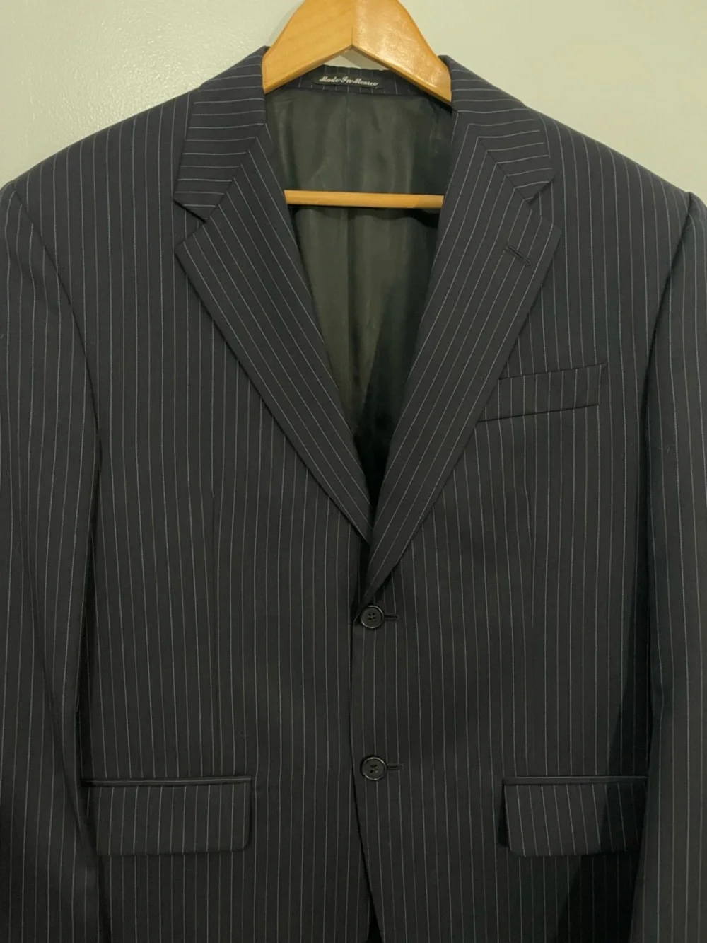 Ralph Lauren Navy Pinstripe Pure Wool Two-Button Blazer Size 40R